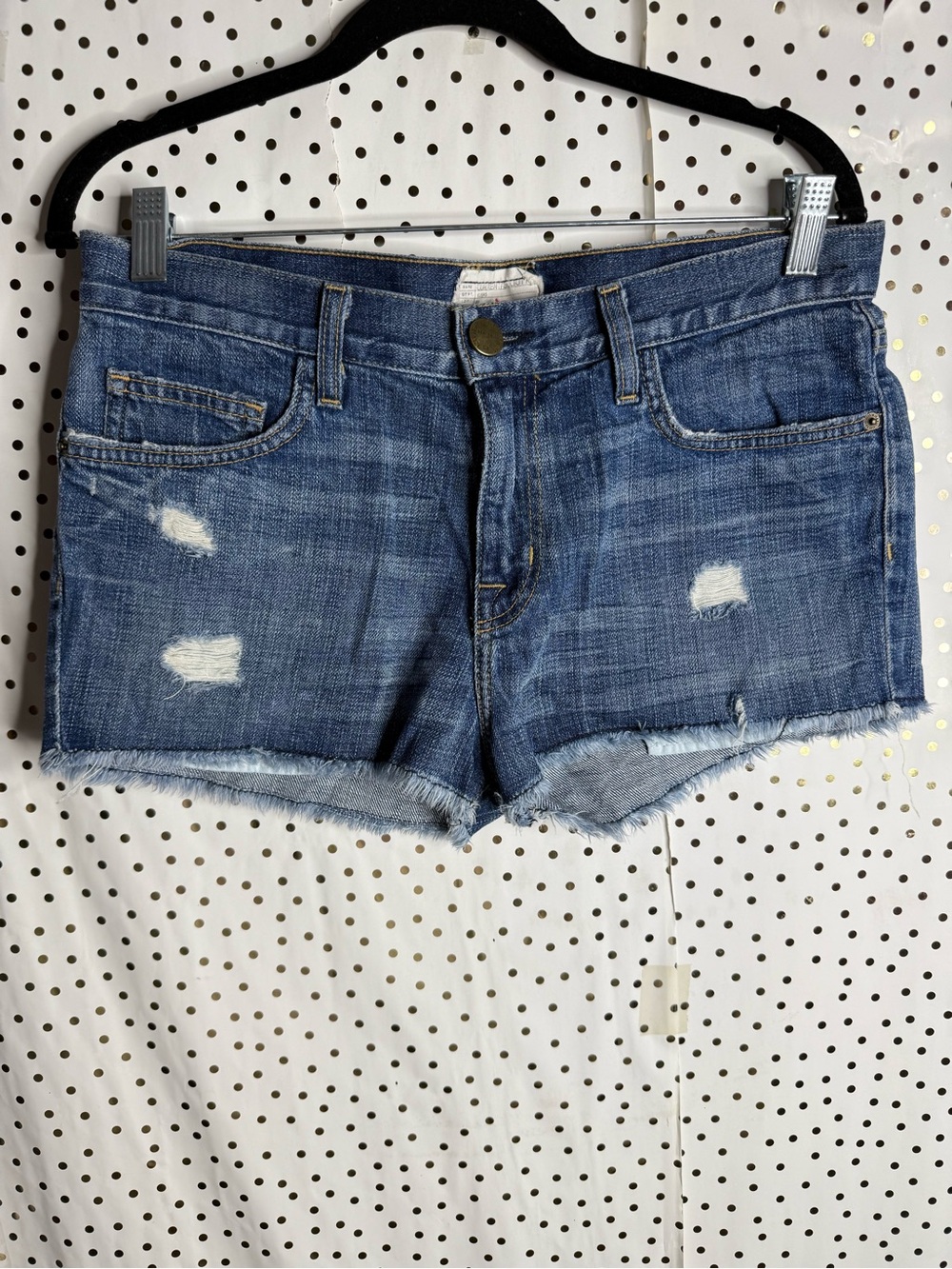 Current/Elliott Distressed Blue Denim Shorts
